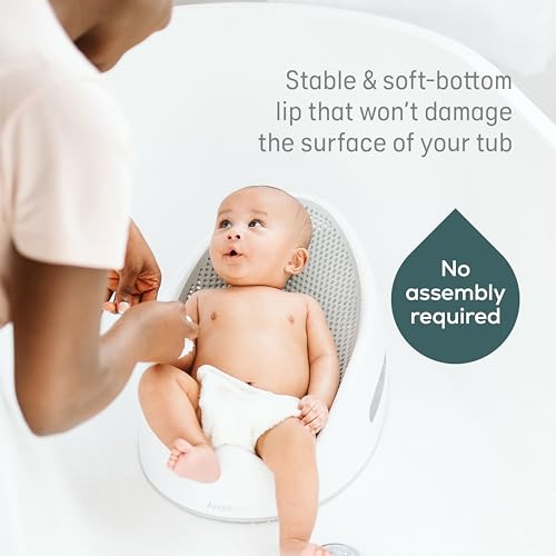 Image of Angelcare Baby Bath Support (Gray) Bundle with Bath Rinser | Soft Touch Newborn Bath Seat, Tear-Free Rinsing, Baby Bath Essentials