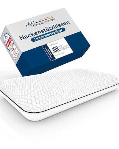 AM Qualitätsmatratzen Premium Nackenstützkissen höhenverstellbar mit Cooling Effekt & Tencel Bezug - Made in Germany & Oeko-TEX zertfiziert -...