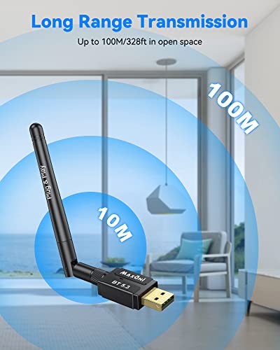 Maxuni USB Bluetooth 5.3 Dongle Adapter for PC Laptop Computer Desktop, Low Latency EDR Bluetooth Receiver for Bluetooth Keyboard Mouse, Support Windows 10/11/8.1(Plug and Play) - Image 3