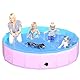 CACSPS Faltbarer Hundepool, 220 x 30 cm Kinderpool aus Hartplastik, rutschfeste Hundebadewanne für den Außenbereich, zusammenklappbarer Hundeschwimmpool für Kinder, Hunde und Haustiere (Rosa)