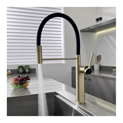 Cocinas abatibles con Adornos, Cocina de Cobre con rociador abatible, Fregadero de Cocina Moderno de Arco Alto, Barra, Grifo Monomando