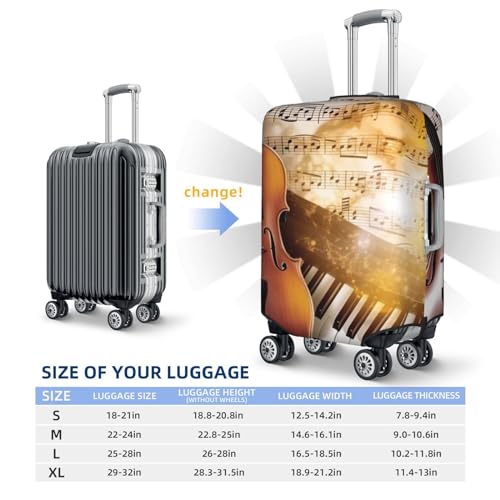 Travel Luggage Cover Suitcase Protector Elastic Washable Piano Violin Music Notes Suitcase Cover Anti-scratch Spandex Baggage Covers Fits 18-32 Inch Luggage2