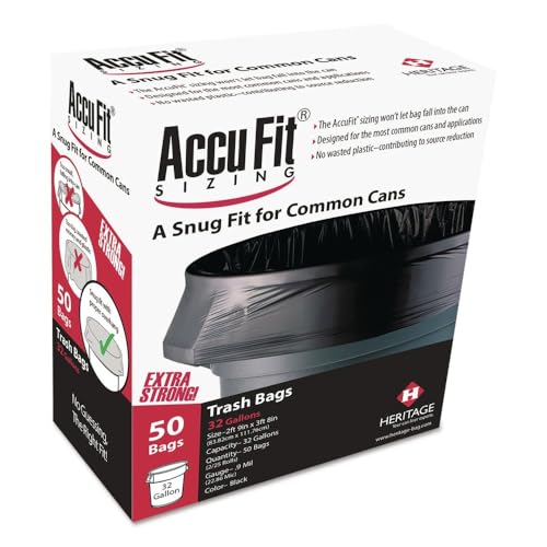 Linear Low Density Can Liners with AccuFit Sizing, 44 gal, 0.9 mil, 37" x 50", Black, 50/Box image 5