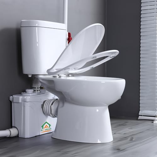 Upflush Macerating Toilet 700 Watt - Upflush Toilet for Basement System, Macerator Pump with 4 Water Inltes for Kitchen Sink, Bathroom, Laundry