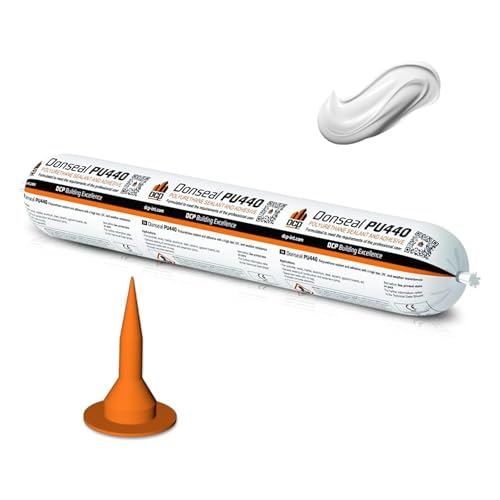 Image of DCP Donseal PU440 Polyurethane Sealant for Concrete, Sidewalk 1 Pack - Expansion Joint Filler, Non-Sag Caulk for Foundation, Walls, Sausage, 20.2 fl oz - White