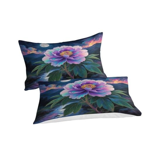 Linge de lit pivoine 3D en microfibre douce lavable sans repassage