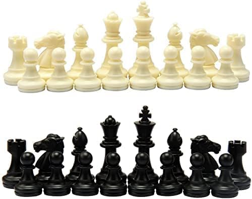 Image of Royaldeals 32 Chess Pieces Only Magnetic Plastic Peices 16 Black and 16 White Peices