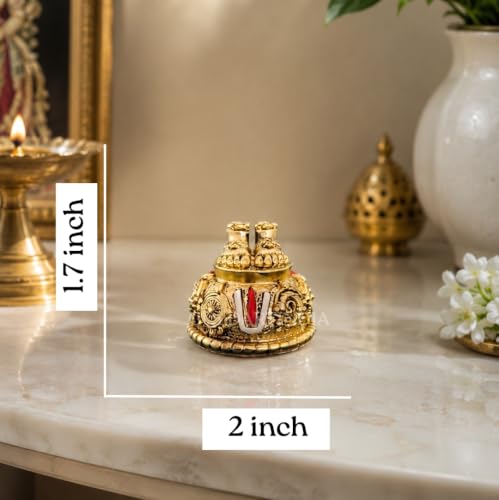 Image of Gold Art India Lord Balaji Charan Paduka 24 kt Gold Matte Finish Vishnu Charan Paduka for Pooja Room /Balaji for car Venkateswara Swamy Feet with Shanku Chakra Namam Best Gifting