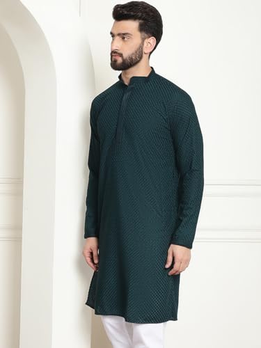 Sojanya (Since 1958 Men'S Cotton Embroidered Thread Work Long Kurta3