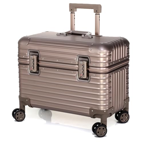 Image of Verage Luxe Aviator 100% Aluminum Hardside Spinner Luggage with Multi-Directional Wheels and Telescoping Handle (Titanium Gold)