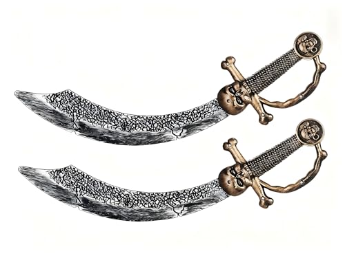 RenLarp Pirate Sword 2PCS 18 Fake Plastic Pirate Sword Prop Accessories for Adult Halloween Costume Black