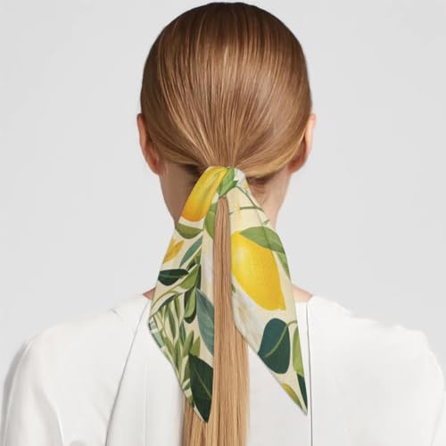 Spring Lemon Fashion Hair Scarf Lightweight Silk Feeling Head Scarf Square Bandanas for Women2