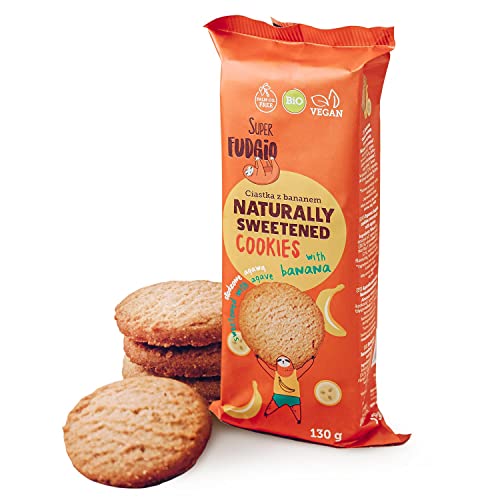 SUPER FUDGiO BIO Banana Kekse | Organic Vegane Cookies natürlich gesüßt mit Agave - ohne Palmöl | gesundes Naschen | Geschmack: Banana Cover