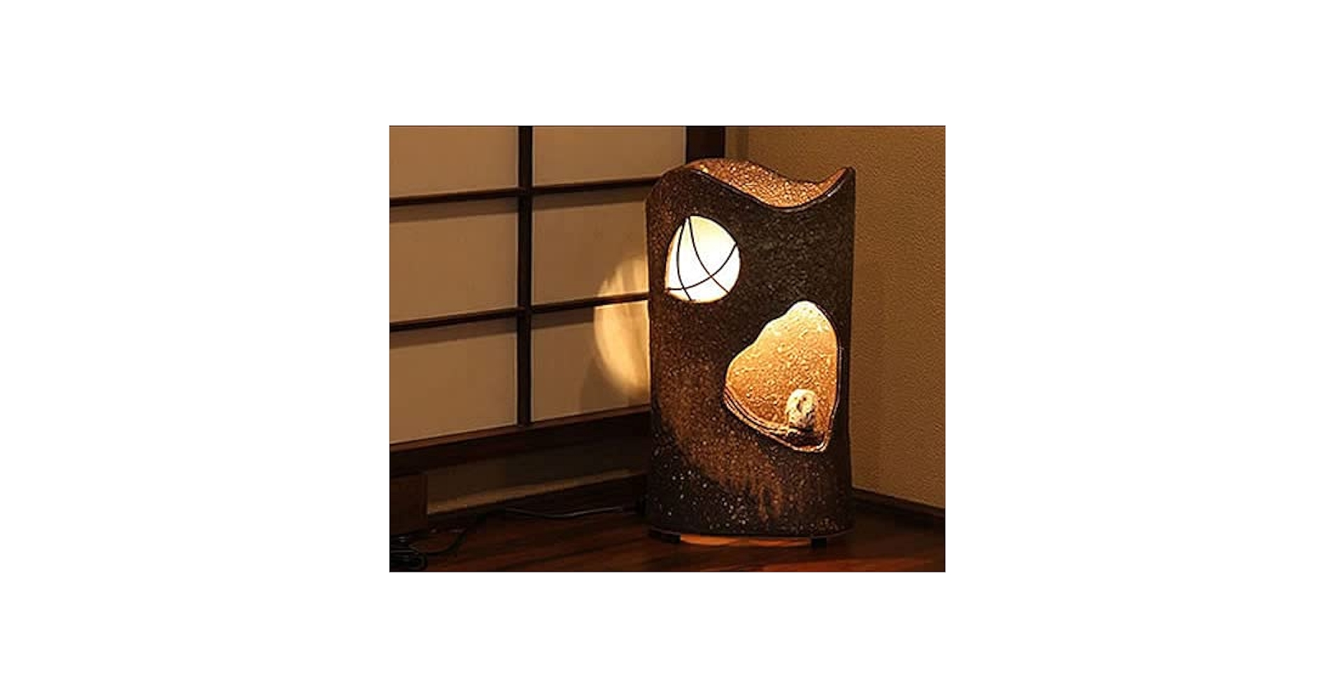 Amazon.co.jp: 信楽焼 フクロウ木漏れ日【ak-0004】 照明 陶器