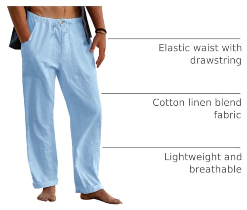 Image of Gafeng Mens Linen Pants Yoga Casual Beach Summer Harem Baggy Trousers
