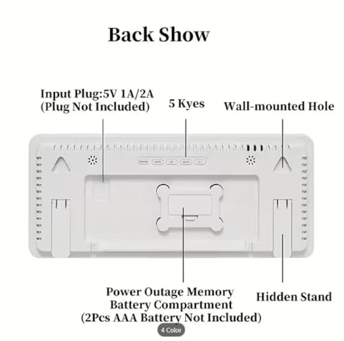 Image of HOME SKILL Alarm Clock for Heavy Sleepers Loud Clock for Adults, Table Clock with Backlight Alarm Clocks for Students Decoration Bedroom /Office (14 inch LED WALL Clock)