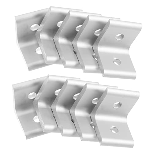 BUGUUYO 10 Piezas Ángulo Vertical Soporte De Esquina De Perfil De Aluminio Conector De Perfil De Aluminio Soporte De Aluminio De Ángulo Recto Corchete Silver Aleación De Aluminio