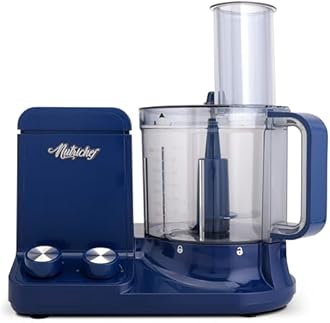 NutriChef Food Processor | 2 QT Capacity | Ultra-Quiet Multipurpose Motor | Includes 6 Attachment Blades | Silicone Base for Secure Grip | 12-Cup Capacity | Pre-Set Speeds for Easy Use (Blue)