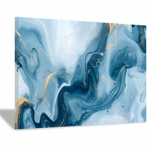 Peinture au fluide doré pour salle de jeux et chambre d'ado : affiche murale bleue 40x60