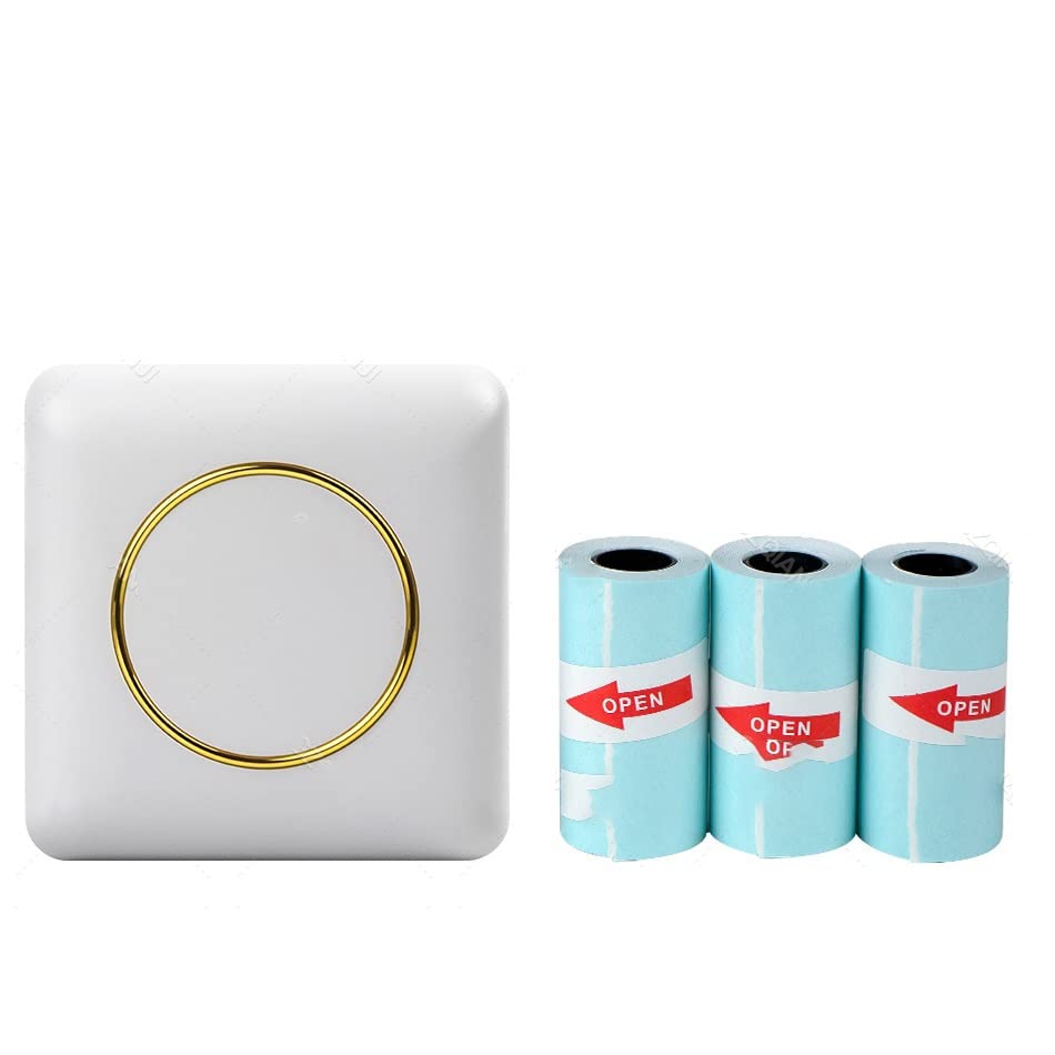 Portable Label Printer Thermal Photos Notes Printing Wireless Impresoras 58mm Paper Rolls Inkless Sticker(Add 3 Sticker)