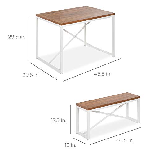 image for Best Choice Products 45.5in 3-Piece Bench Style Dining Table Furniture