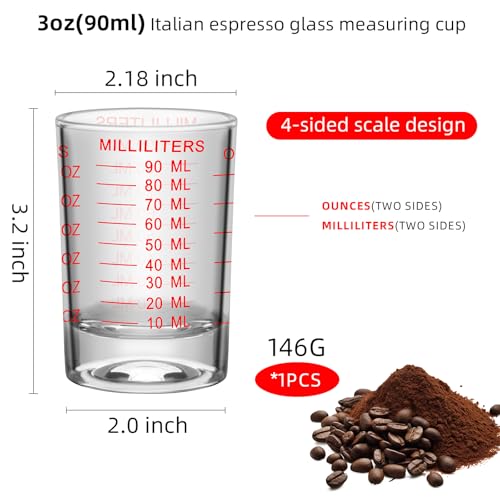 Vaso medidor de vidrio 3 oz con escala roja miniatura 2