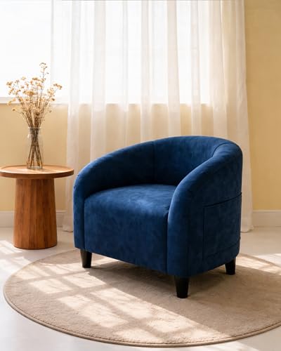 GarveeHome Navy Blue Velvet Barrel Chair