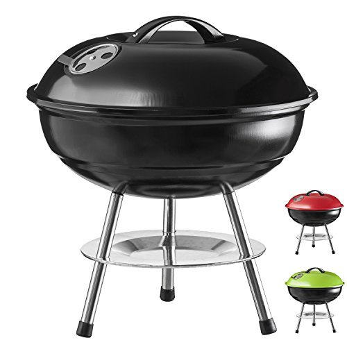 GOODS+GADGETS Micro BBQ Kugelgrill kompakter Reise Holzkohle-Grill Tischgrill Edelstahl emailliert 38cm - Schwarz