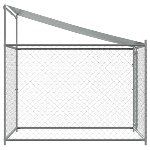 Hundezwinger für große Hunde, Outdoor-Gehege mit Dach und Tür, 2x2x2 m, robust, verzinkter Stahl, ideal für Garten