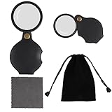 klapplupe antik 【10X MINI TASCHENLUPE】Sie erhalten 2 stücke 10 taschenlupe, 1 dunkelgraues brillenputztuch und und 1 schwarze Aufbewahrungstasche. Taschenlupe eines objektivs mit 10 x der lupe bild es kann klar die details zeigen