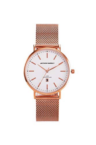 Preisvergleich Produktbild JAYSON HARDLY Analog Quarz Damen Armbanduhr aus Edelstahl mit Datum