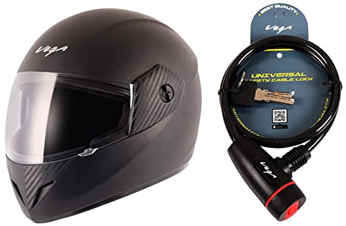 Image of Vega Cliff Black Helmet-M & Multipurpose Cable Lock Black