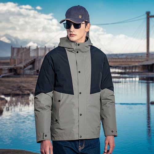 Image of hooded assault jacket men's autumn American casual patchwork color outdoor men's jacket