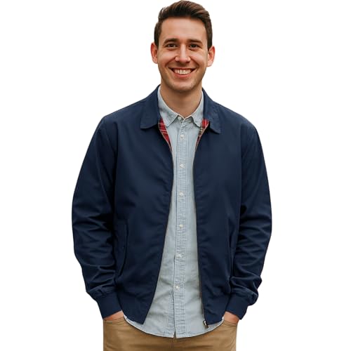 Image of Urban Road Mens Vintage Harrington Bomber Jacket (5XL, Navy)