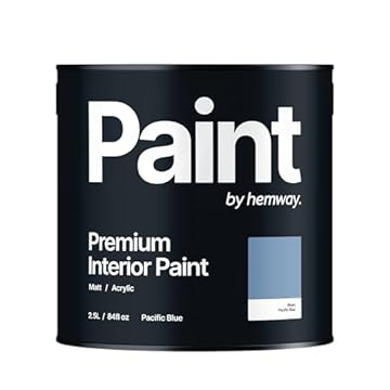 Hemway - Premium Interior Paint - Pacific Blue 2.5 L | Indoor Matt Finish, Acrylic & Water-Based Emulsion | Quick Dry & High Coverage for the Kitchen, Bathroom & Bedroom