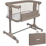 Lionelo Pari Beistellbett 3in1, 6-Fach höhenverstellbar mit Neigungsverstellung für Boxspringbett, als Wiege & Babybett, Netzseiten, Rollen mit Bremse, Matratze, Gurte, Transporttasche, 84 x 48 cm
