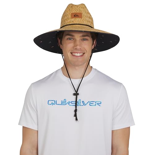 Quiksilver Mens Wide Brim Outdoor Lifeguard Straw Sun Hat Navy Large/X-Large