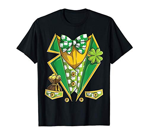 Leprechaun Costume St Patricks Day Boys Kids Men Shamrock Maglietta