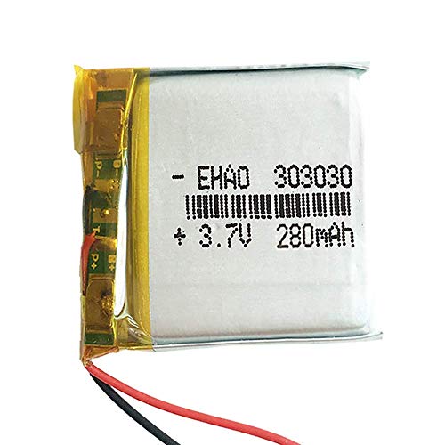 Batería 303030 LiPo 3.7V 280mAh 1.036Wh 1S 5C Liter Energy Battery para Electrónica Recargable teléfono portátil vídeo mp3 mp4 luz led GPS - No Apta para Radio Control 32x30x3mm (280mAh|303030) Cover