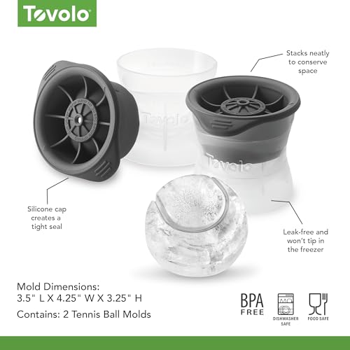 image for Tovolo Tennis Ball Craft Ice Molds – 2 Large Spheres for Cocktails &