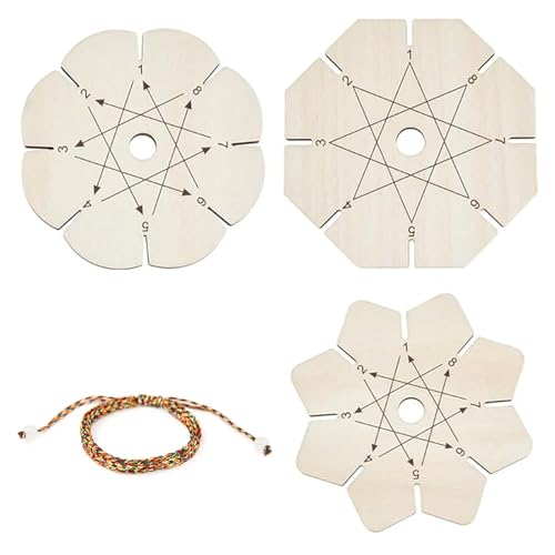 VBSYUYQ 3 discos para trenzar pulseras, discos de madera Kumihimo con forma de flor, placa de trenzado para pulseras de la amistad, suministros de kumihimo