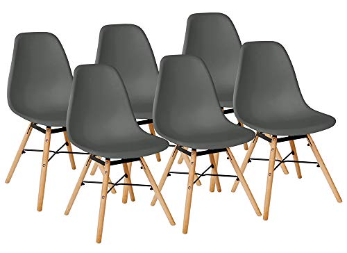 Preisvergleich Produktbild Kingpower 6 Set Stühle Esszimmerstühle Stuhl Sessel Retro Dunkelgrau