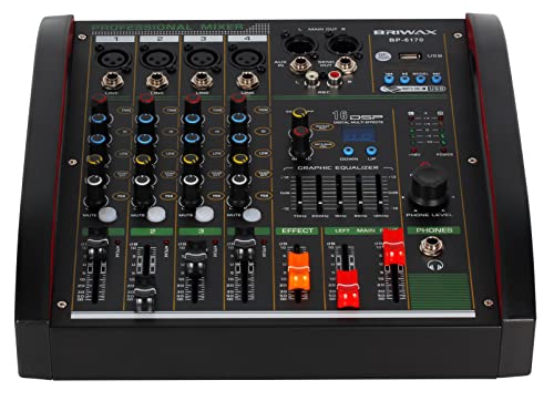 Mesa de Som 4 Canais Amplificada Bluetooth Profissional Phantom Power BP-6170 DJ Mp3 Rádio Fm Usb Sd