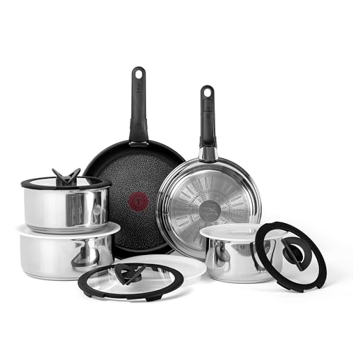 Comparison: Best Tefal Pans Set Detachable Handles 7 T-fal Ingenio Expertise Stainless Steel Cookware Set 13 Piece, Induction, Stackable Cookware, Pots and Pans Set, RV, Camping, Kitchen Fry Pans, Dishwasher Safe, Detachable/Removable Handle, Silver