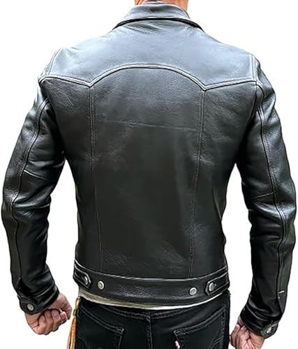 Mens Black Leather Jacket Casual Wear - Chaqueta De Cuero De Moto | Trucker Black3