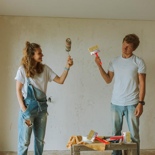 Roellgs 2 x 100 mm Zaunpinsel, Bodenpinsel, Holzblockpinsel, geeignet für alle Arten von Malerarbeiten