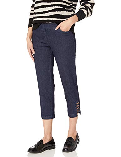 SLIM-SATION Women's Misses Petite Size Pull on Solid Corp with Real Front & Back Pockets & Straps