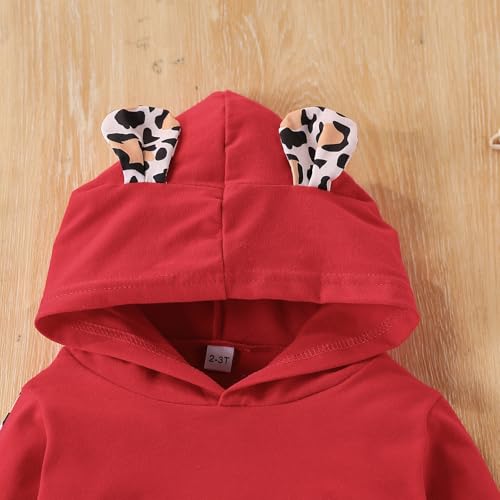 Image of 2PC Girls Clothes Girl letter and Floral print Hooded Set, letter print Top +Floral print Pants Set