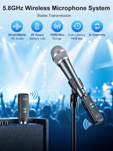 Image of Wireless XLR Transmitter and Receiver 5.8GHz for Dynamic Mic 48V Condenser