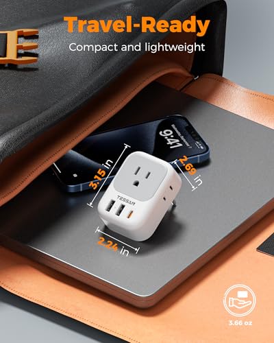 Image of TESSAN Italy Travel Plug Adapter PD 20W, Type L Adapter for Travel with 4 Outlets 3 USB Ports (1 USB-C), Power Adaptor for US to Italy Chile Rome Uruguay Milan Libya